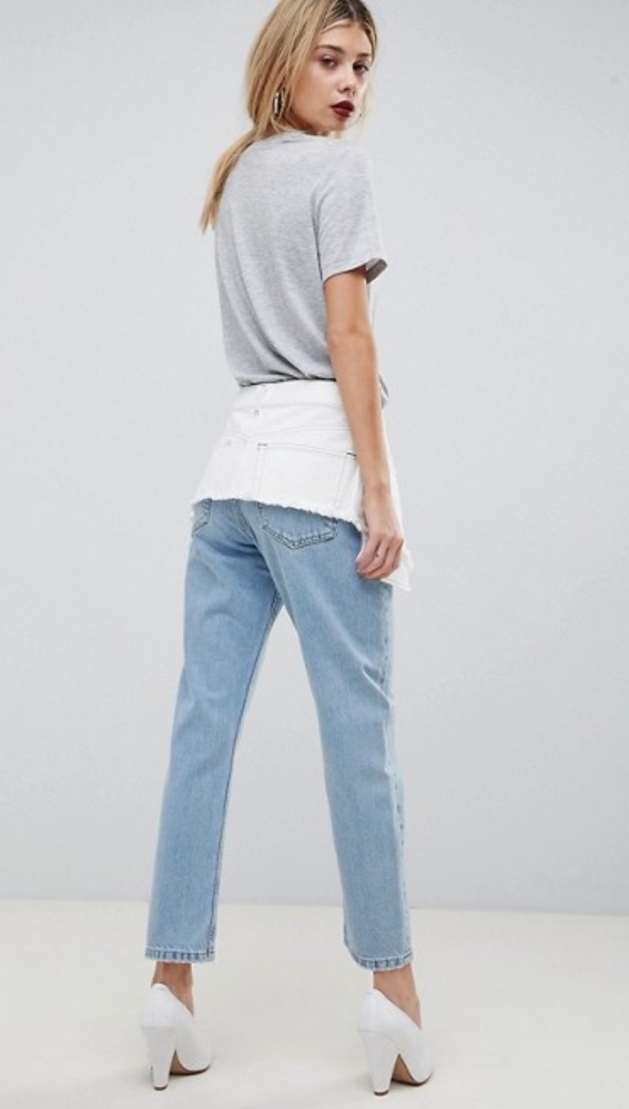 ASOS Straight Leg Jeans with Deconstructed Overlay